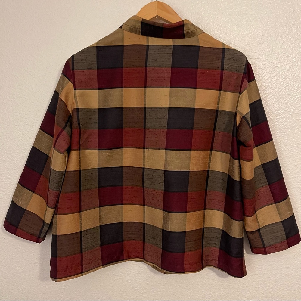 Vintage 1990’s Chico’s Design Silk Button-Front Check Plaid Jacket - Picture 6 of 13